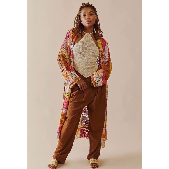 Free People Chasing Rainbows Cardi Crochet Maxi - Picture 3 of 7